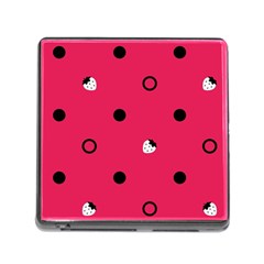 Strawberry Dots Black With Pink Memory Card Reader With Storage (square)