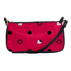 Strawberry Dots Black With Pink Shoulder Clutch Bag