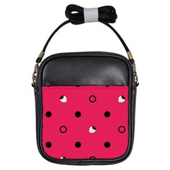 Strawberry Dots Black With Pink Girls Sling Bag