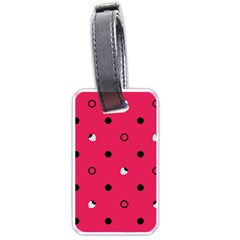 Strawberry Dots Black With Pink Luggage Tag (one Side)