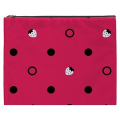 Strawberry Dots Black With Pink Cosmetic Bag (xxxl) by strawberrymilk