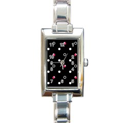 Strawberry Dots White With Black Rectangular Italian Charm Watch by strawberrymilk