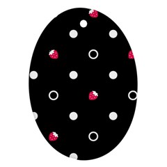 Strawberry Dots White With Black Ornament (oval)