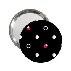 Strawberry Dots White With Black 2 25  Handbag Mirror