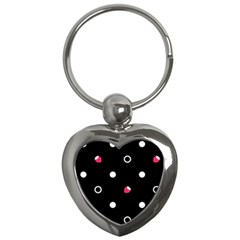 Strawberry Dots White With Black Key Chain (heart)