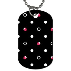 Strawberry Dots White With Black Dog Tag (one Side) by strawberrymilk