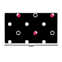 Strawberry Dots White With Black Business Card Holder