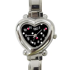 Strawberry Dots White With Black Heart Italian Charm Watch