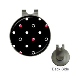 Strawberry Dots White With Black Golf Ball Marker Hat Clip