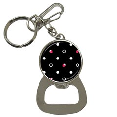 Strawberry Dots White With Black Bottle Opener Key Chain