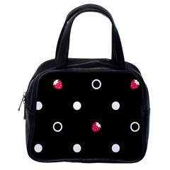 Strawberry Dots White With Black Classic Handbag (one Side)