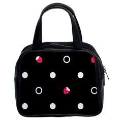 Strawberry Dots White With Black Classic Handbag (two Sides)