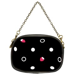 Strawberry Dots White With Black Chain Purse (one Side)