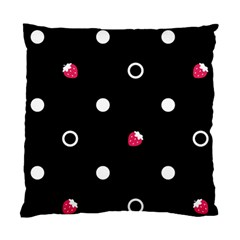 Strawberry Dots White With Black Cushion Case (two Sides)