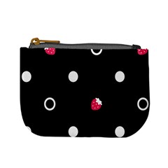 Strawberry Dots White With Black Mini Coin Purse