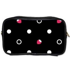 Strawberry Dots White With Black Toiletries Bag (one Side)