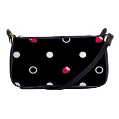 Strawberry Dots White With Black Shoulder Clutch Bag