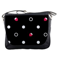 Strawberry Dots White With Black Messenger Bag by strawberrymilk