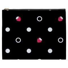 Strawberry Dots White With Black Cosmetic Bag (xxxl)