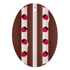 Choco Strawberry Cream Cake Oval Ornament (two Sides)