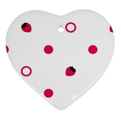 Strawberry Circles Pink Ceramic Ornament (heart)