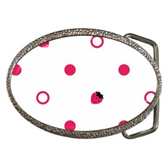 Strawberry Circles Pink Belt Buckle (oval)