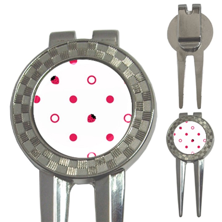 Strawberry Circles Pink Golf Pitchfork & Ball Marker