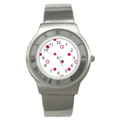 Strawberry Circles Pink Stainless Steel Watch (round) by strawberrymilk