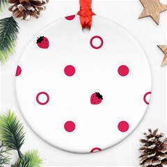 Strawberry Circles Pink Twin-sided Ceramic Ornament (round) by strawberrymilk