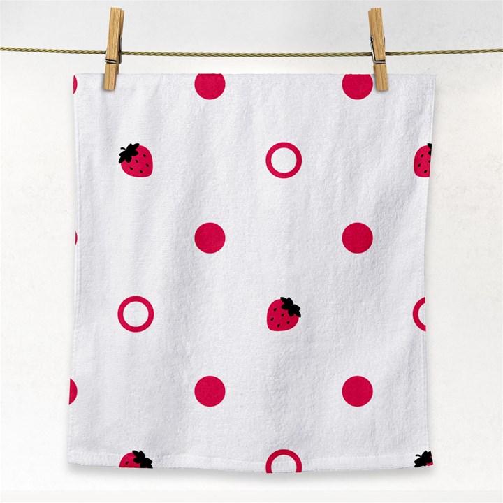 Strawberry Circles Pink Face Towel