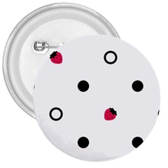 Strawberry Circles Black Large Button (round)