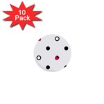 Strawberry Circles Black 10 Pack Mini Button (Round) Front