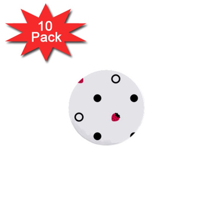 Strawberry Circles Black 10 Pack Mini Button (Round)