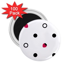 Strawberry Circles Black 100 Pack Regular Magnet (round)