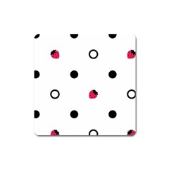 Strawberry Circles Black Large Sticker Magnet (square) by strawberrymilk