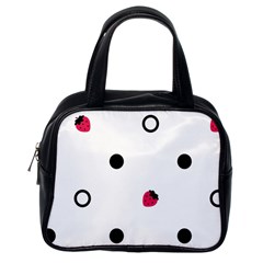 Strawberry Circles Black Single-sided Satchel Handbag