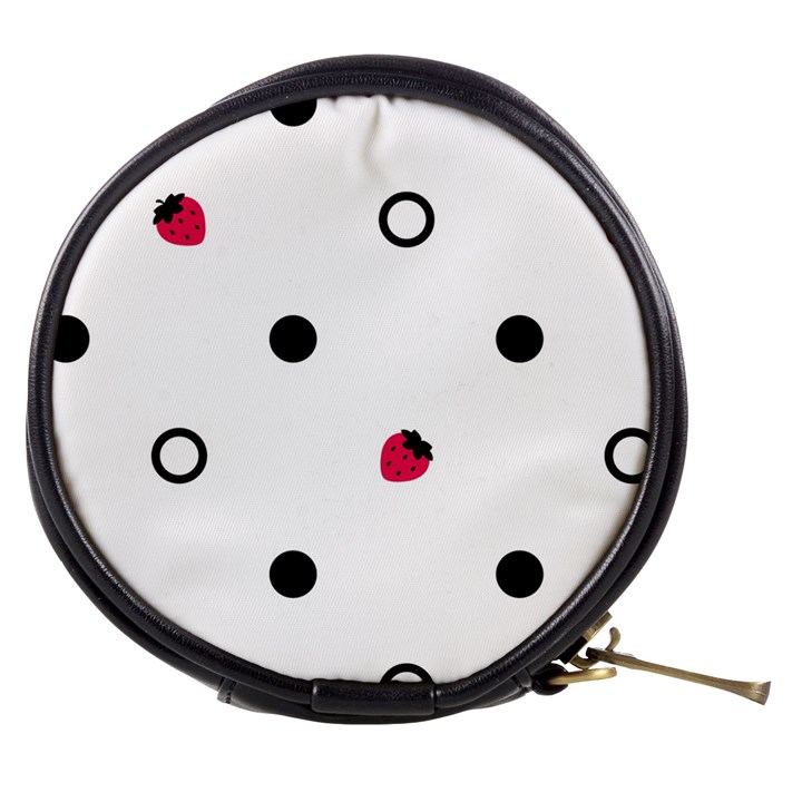 Strawberry Circles Black Mini Makeup Case