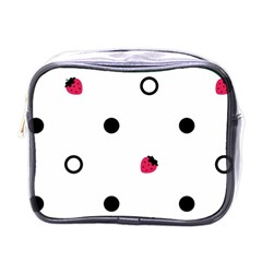 Strawberry Circles Black Single-sided Cosmetic Case