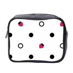 Strawberry Circles Black Twin-sided Cosmetic Case