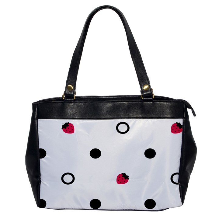 Strawberry Circles Black Single-sided Oversized Handbag