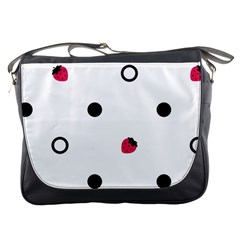 Strawberry Circles Black Messenger Bag by strawberrymilk