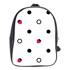 Strawberry Circles Black School Bag (xl)