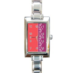 Lace Dots With Violet Rose Rectangular Italian Charm Watch