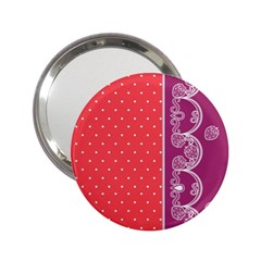 Lace Dots With Violet Rose 2 25  Handbag Mirror