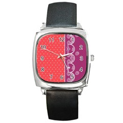 Lace Dots With Violet Rose Square Metal Watch by strawberrymilk