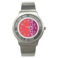 Lace Dots With Violet Rose Stainless Steel Watch