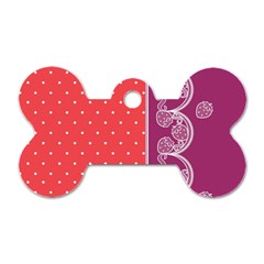 Lace Dots With Violet Rose Dog Tag Bone (one Side)