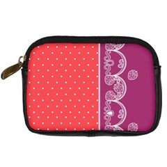 Lace Dots With Violet Rose Digital Camera Leather Case