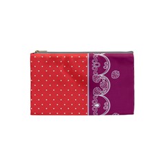 Lace Dots With Violet Rose Cosmetic Bag (small)