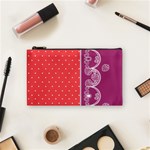 Lace Dots With Violet Rose Cosmetic Bag (Small) Front